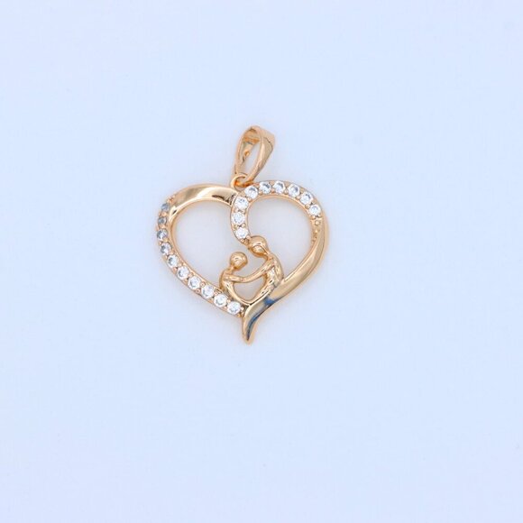 "Rose Gold Mother & Child Heart Pendant with Sparkling Stones, XPPT1312 - Picture 11 of 13